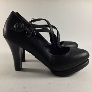 Couleur Pourpre womens high heels leather shoes black size EU 37 US 7